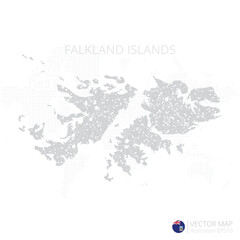  Falkland Islands grey map isolated on white background with abstract mesh line and point scales. Vector illustration eps 10