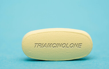 Triamcinolone Pharmaceutical medicine pills  tablet  Copy space. Medical concepts.