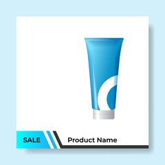 Wall Mural - Geometric square social media banner layout, product background backdrop display for ads commerce sale template in gradient blue color