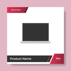 Wall Mural - Geometric square social media banner layout, product background backdrop display for ads commerce sale template in gradient red color