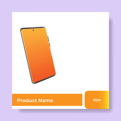 Wall Mural - Geometric square social media banner layout, product background backdrop display for ads commerce sale template in gradient yellow orange color