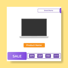 Wall Mural - Geometric square social media banner layout, product background backdrop display for ads commerce sale template in gradient purple color