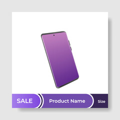 Wall Mural - Geometric square social media banner layout, product background backdrop display for ads commerce sale template in gradient purple color