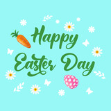 Fototapeta  - Easter Eggs Flowers Seamless Border Easter Design | Colourful Easter Banner with Bunnies, Eggs and Flowers. Vector | Easter Eggs and Spring Flowers | Happy Easter Day Congratulatory Easter Background	