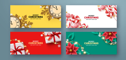 Wall Mural - merry christmas text vector banner design. christmas and new year holiday gift card and greeting car