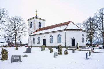 Wall Mural - Church in the country with snow