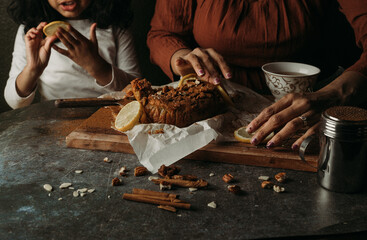 Baking with Mom and daughter