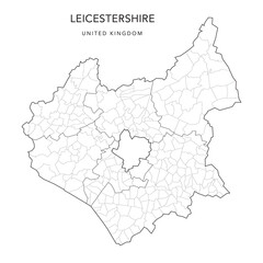  Administrative Map of Leicestershire with Counties, Districts and Civil Parishes as of 2022 - United Kingdom, England - Vector Map