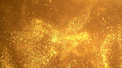 Wall Mural - waves of golden particles. small particles of gold shiny glitter in the form of moving waves. luxuri