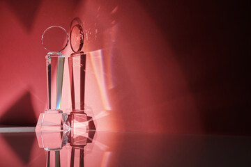 Poster - crystal trophy against red background