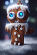 Funny gingerbread with big eyes and silly look, winter character, anime, kawaii, made with artificial intelligence