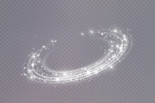 
Magic Spiral With Sparkles.White Light Effect.Glitter Particles With Lines.Swirl Effect.