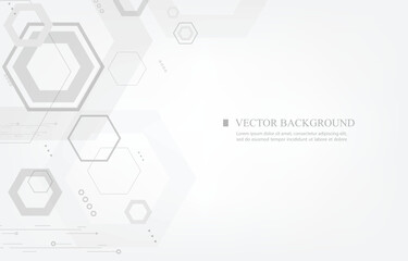 Sticker - White vector wallpaper technology geometric hexagon shape