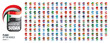 A set of vector icons with flags of countries and with the inscription made in