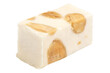 Vanilla flavored almond and pistachio white nougat isolated.