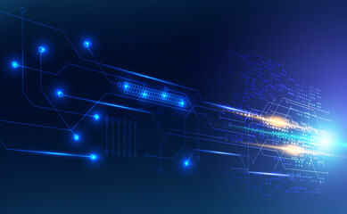 Wall Mural - abstract speed digital circuit board futuristic future high speed motion on the blue background