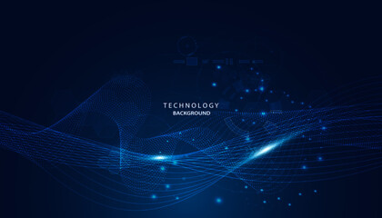 Wall Mural - abstract wave vector beautiful lines, concept, technology, network, internet connection, on a blue b