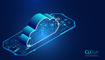 Wall Mural - abstract cloud technology with big data and information concept connection by collecting data in the