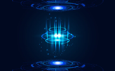 Wall Mural - abstract hud portals teleports circle digital circuit concept light circle network blue digital hi-t