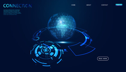 Wall Mural - abstract template web global dot network circle digital connection and communication futuristic on b
