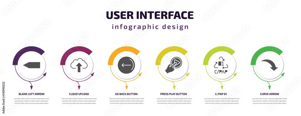 user interface infographic template with icons and 6 step or option ...