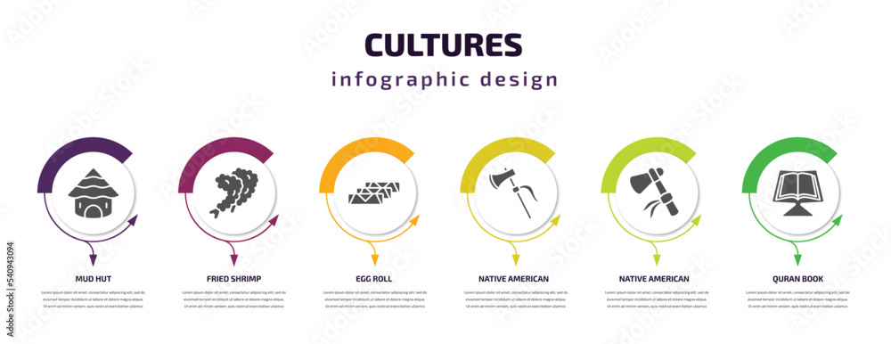 Vector de Stock cultures infographic template with icons and 6 step or ...