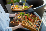 Fototapeta Lawenda - Catering, sushi on the table.