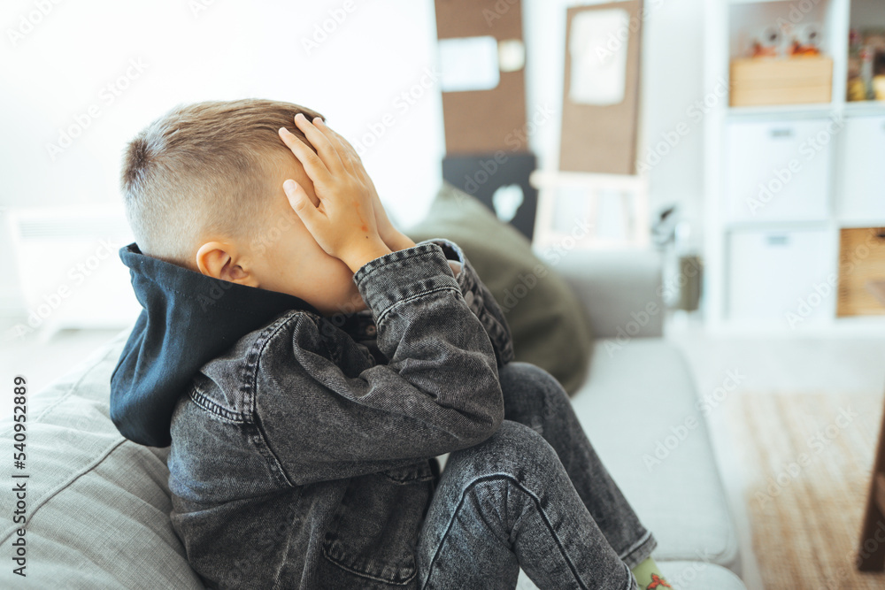 Curated visual reference: Picture Idea: Depressed Sad Child Sitting On The Bed At Home The