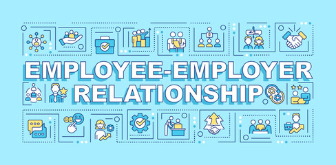Wall Mural - employee employer relations word concepts turquoise banner. workplace. infographics with editable ic