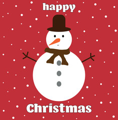 Christmas card with snowman vector illustration. Festive greeting card poster with Happy Christmas message 