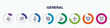 © VectorStockDesign - infographic element with general outline icons. included collaborative idea, disk brake, chemical lab, autopilot, eco battery, coordinate, business networking, computing technology vector.
