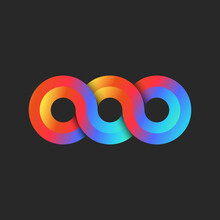 Infinity 3d Logo Rainbow Gradient, Endless 3 Circles Geometric Shape From Chain Loops Bright Pattern.