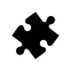 Poster - Puzzle piece icon. Black silhouette of jigsaw. Vector illustration. Strategy concept