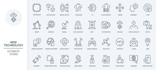 Wall Mural - technology of future thin line icons set vector illustration. outline modern innovations for smart h