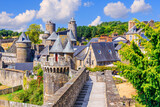 Fototapeta Uliczki - Brittany, France. Fougeres castle in the medieval town of Fougeres.