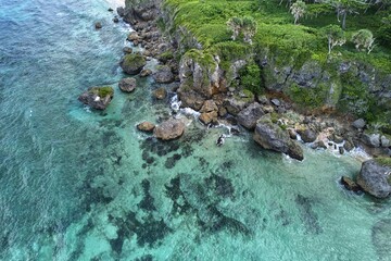 Canvas Print - Aerial view of Caleton de Dario in Cabrera, Dominican Republic