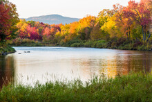 Fall Colors Line The Banks Of The East Branch Of The Penobscot River.