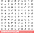 100 innovation icons set. Outline illustration of 100 innovation icons vector set isolated on white background