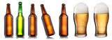 Fototapeta  - Collection of beer bottles and glasses of beer. Transparency mask