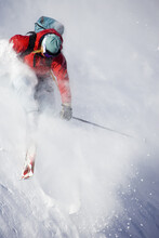 Woman Powder Skiing, France