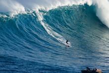 Big Wave Surfing At Jaws, Hawaii.