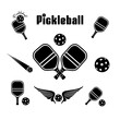 Pickleball logo with bat and ball elements.Pickleball elements design, vector