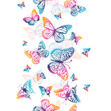Fototapeta Motyle - colored butterflies seamless pattern. Vector illustration
