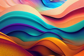 Wall Mural - abstract multicolor waves, colorful flow effect, generative ai