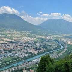 Wall Mural - Panoramic view of Trento from Monte Sardagna in Italy