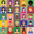 vector female women avatar profile flat isolated icon set - set of girl icons