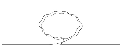 Leinwandbilder - One continuous line drawing of Speech bubble wave shaped contour. Chat cloud and thought dialogue icon in simple linear style. Comic text comment concept in editable stroke. Doodle vector illustration