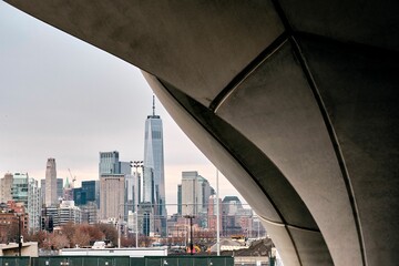 Wall Mural - Skyscrapers of South Manhattan and the skyline in New York City against a gloomy sky