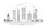 Fototapeta Nowy Jork - Banner of Miami city in flat line trendy style