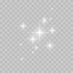 Wall Mural - Realistic white star dust light effect isolated on transparent. Stock royalty free vector illustration